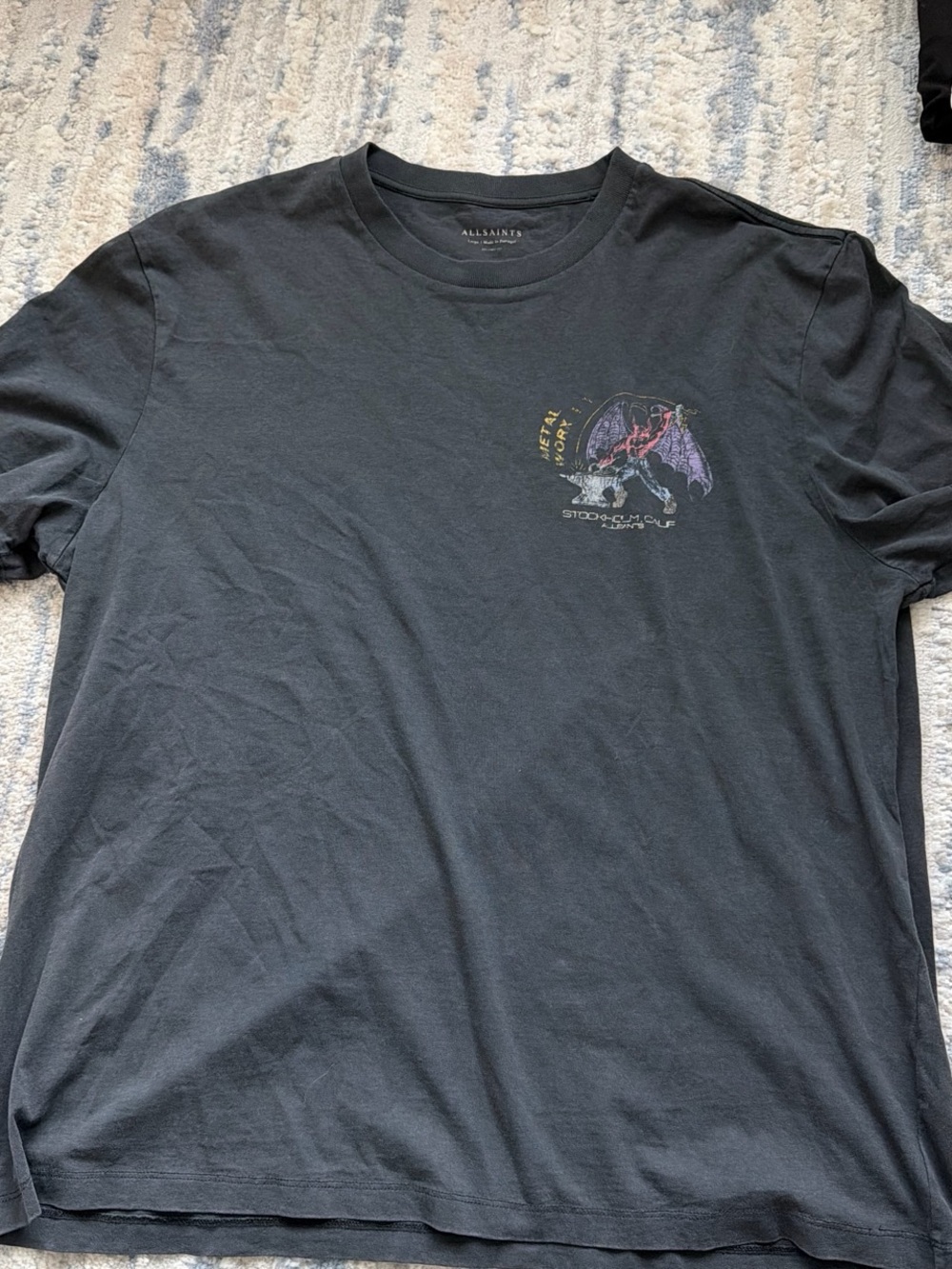 All Saints Black Graphic Crewneck T-Shirt